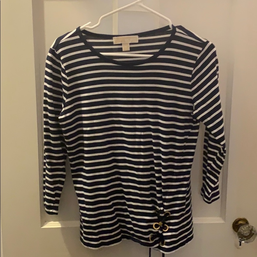 Michael Kors navy blue and white cotton shirt